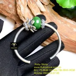 Kiềng tay charm bạc liên hoa mix lu thống ngọc bích Canada - Ảnh 5