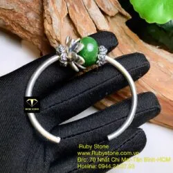 Kiềng tay charm bạc liên hoa mix lu thống ngọc bích Canada - Ảnh 4