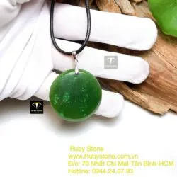 Mặt dây vô sự bài tròn Ngọc bích, KT 32mm - Ảnh 4