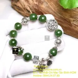 Vòng ngọc bích Canada mix charm bạc xinh yêu