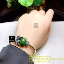 Kiềng tay charm bạc liên hoa mix lu thống ngọc bích Canada - Ảnh 3