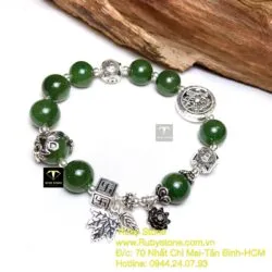 Vòng ngọc bích Canada mix charm bạc xinh yêu - Ảnh 3