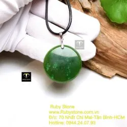 Mặt dây vô sự bài tròn Ngọc bích, KT 32mm