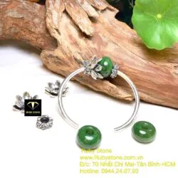 Kiềng tay charm bạc liên hoa mix lu thống ngọc bích Canada - Ảnh 11