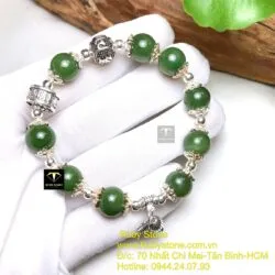Vòng ngọc bích Canada mix charm bạc