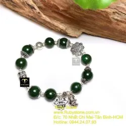 Vòng tay ngọc bích Canada mix charm bạc - Ảnh 4