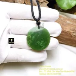 Mặt dây vô sự bài tròn Ngọc bích, KT 32mm - Hình ảnh 4