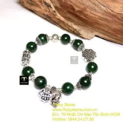Vòng tay ngọc bích Canada mix charm bạc - Ảnh 5