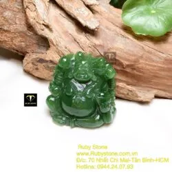Phật Di Lặc ngọc bích Canada xanh lá, KT 47mm