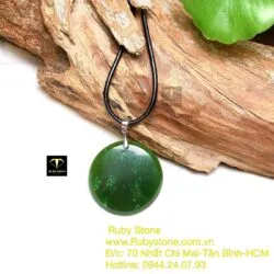 Mặt dây vô sự bài tròn Ngọc bích, KT 32mm - Ảnh 6