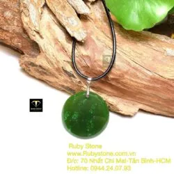 Mặt dây vô sự bài tròn Ngọc bích, KT 32mm - Ảnh 5