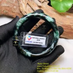 Vòng cẩm thạch sơn thuỷ xanh lục đậm, ni tay 51mm, bản 15,5mm - Ảnh 5