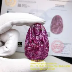 Văn thù bồ tát - Phật bản mệnh Ruby Nam Phi - tuổi Mão, kích thước 47mm - Ảnh 6