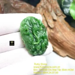 Phật Quan Âm tự tại ngọc bích chạm tay tinh xảo, KT 45mm - Ảnh 5