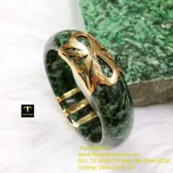 Vòng ngọc cẩm thạch sơn thuỷ, vàng 18k - Hình ảnh 2