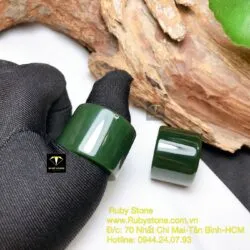 Nhẫn càn long Ngọc bích xanh đậm, bản 20mm - Ảnh 3