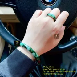 Bộ sản phẩm vòng và nhẫn ngọc cẩm thạch sơn thuỷ Bộ sản phẩm vòng và nhẫn ngọc cẩm thạch sơn thuỷ