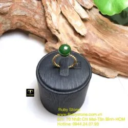 Nhẫn trái châu Ngọc bích Canada, vàng 18k - Ảnh 4