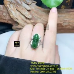 Nhẫn ve sầu (ngọc thiền) Ngọc bích, bạc 925