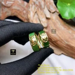 Nhẫn cặp ngọc bích Canada xanh đậm, vàng 18k - Ảnh 2