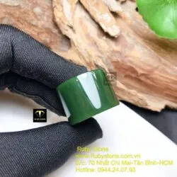 Nhẫn càn long Ngọc bích xanh đậm, bản 20mm - Ảnh 4