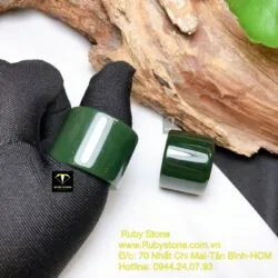 Nhẫn càn long Ngọc bích xanh đậm, bản 20mm