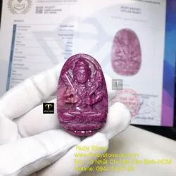 Hư không tạng bồ tát - Phật bản mệnh Ruby Nam Phi tuổi Sửu-Dần, kích thước 51mm - Ảnh 3