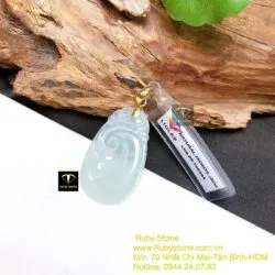 Mặt dây chuyền như ý ngọc Phỉ Thuý, móc vàng 10k - Ảnh 5