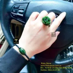 Nhẫn Liên hoa (hoa sen) Ngọc bích nguyên khối - Hình ảnh 3