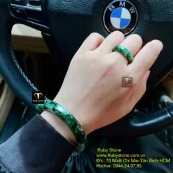 Bộ sản phẩm vòng và nhẫn ngọc Cẩm thạch sơn thuỷ