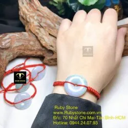 Đồng điếu ngọc cẩm thạch tết dây đeo tay, KT 25mm - Ảnh 4