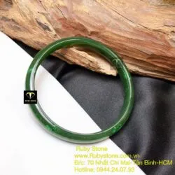 Vòng tay Ngọc bích bo tròn bản 7mm, ni tay 53mm - Hình ảnh 5