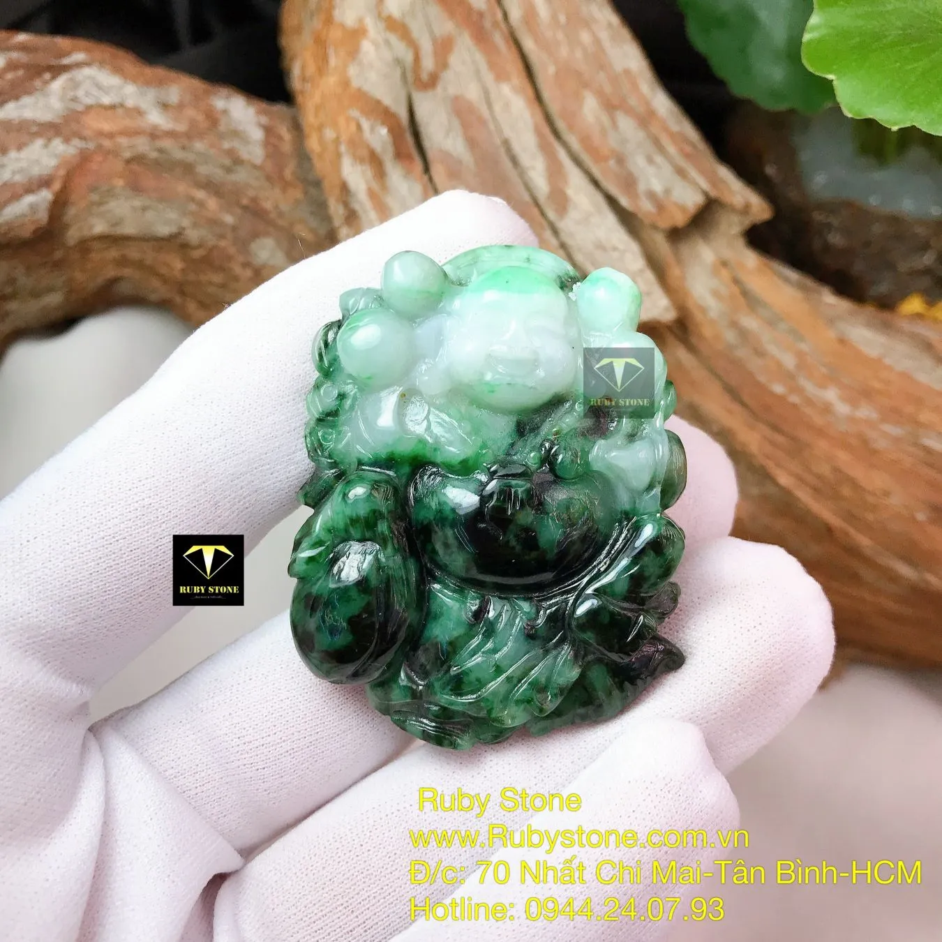 Phật Di Lặc ngọc cẩm thạch sơn thuỷ, kích thước 51mm Phật Di Lặc ngọc cẩm thạch sơn thuỷ, kích thước 51mm - Ảnh 5