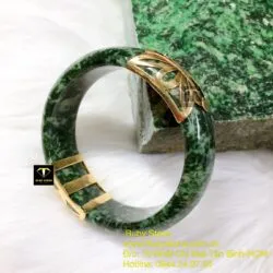 Vòng ngọc cẩm thạch sơn thuỷ, vàng 18k - Hình ảnh 3