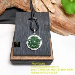 Mặt dây chuyền Hoa mẫu đơn Ngọc bích, bạc 925
