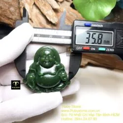 Mặt dây chuyền phật Di Lặc ngọc bích, kích thước 37mm - Ảnh 2
