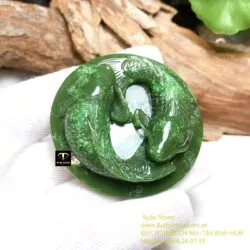 Song ngư Ngọc bích chạm tay tinh xảo, KT 50mm - Hình ảnh 9