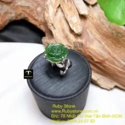 Nhẫn hoa mẫu đơn Ngọc bích, bạc 925 Nhẫn hoa mẫu đơn Ngọc bích, bạc 925