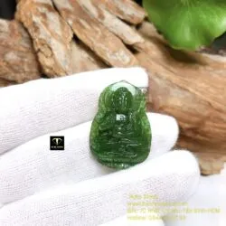 Phật bản mệnh A Di Đà ngọc bích chạm tay, KT 29mm - Hình ảnh 5