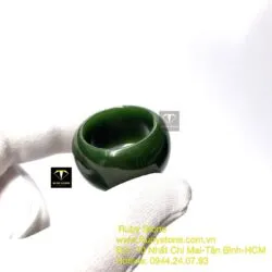 Nhẫn bầu Ngọc bích xanh đậm VIP, bản 15mm - Hình ảnh 5