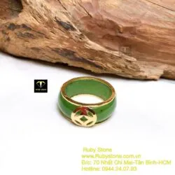 Nhẫn ngọc bích Canada bản 8 ly, vàng 18k - Ảnh 5