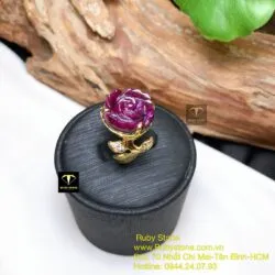 Nhẫn hoa mẫu đơn Ruby Nam Phi, vàng 18k - Ảnh 2