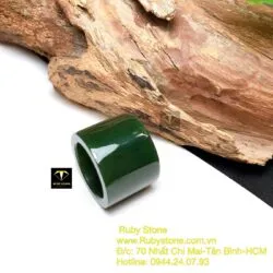 Nhẫn càn long Ngọc bích xanh đậm, bản 20mm - Ảnh 5
