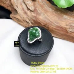 Nhẫn thiềm thừ (cóc ba chân) Ngọc bích lên bạc - Hình ảnh 5