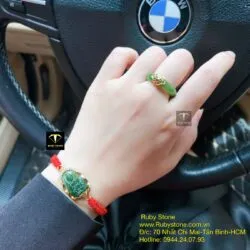 Vòng Phật bản mệnh Ngọc bích, vàng 10k - Ảnh 4