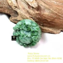 Phật Di Lặc ngọc cẩm thạch sơn thuỷ, kích thước 49mm - Ảnh 8