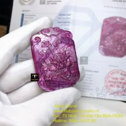 Mặt dây chuyền hoa mẫu đơn Ruby Nam Phi, kích thước 50mm - Ảnh 4