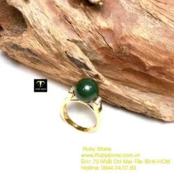 Nhẫn trái châu Ngọc bích, vàng 18k - Hình ảnh 3