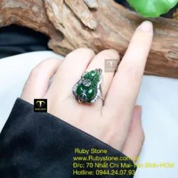 Nhẫn nữ Tỳ hưu Ngọc bích kim tiền trên lưng, bạc 925 - Ảnh 2