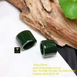 Nhẫn càn long Ngọc bích xanh đậm, bản 20mm - Ảnh 7